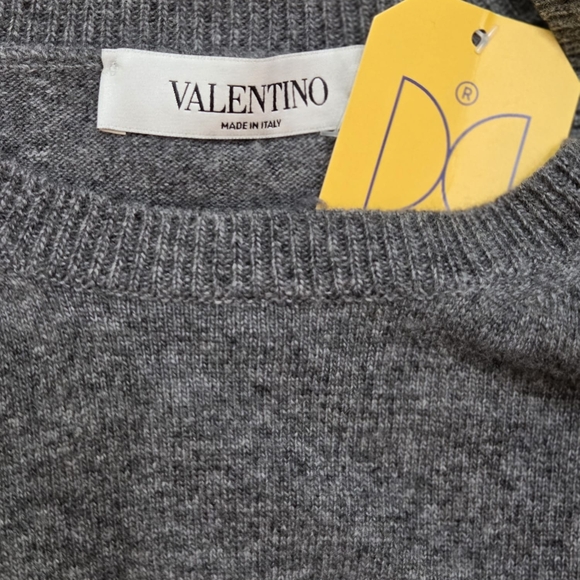 Gray Floral Valentino, Wool Cashmere Sweater, NWT, sizs XL - Picture 4 of 5